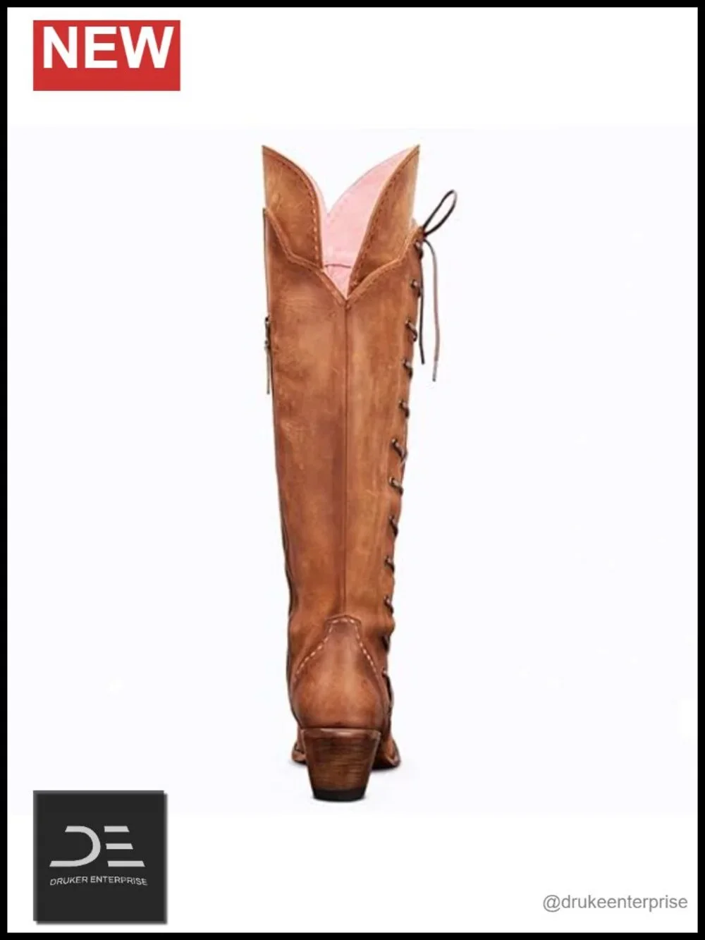 Women's Pointed Toe Over-the-Knee Lace Up Western Cowgirl Boots Faux Leather